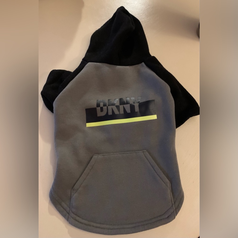 DKNY Grey and Black Dog Hoodie